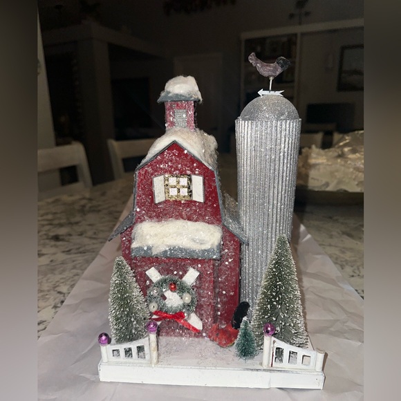 Rustic Winter Barn By Cody Foster Christmas Village Houses Paper Pulp - Picture 1 of 16
